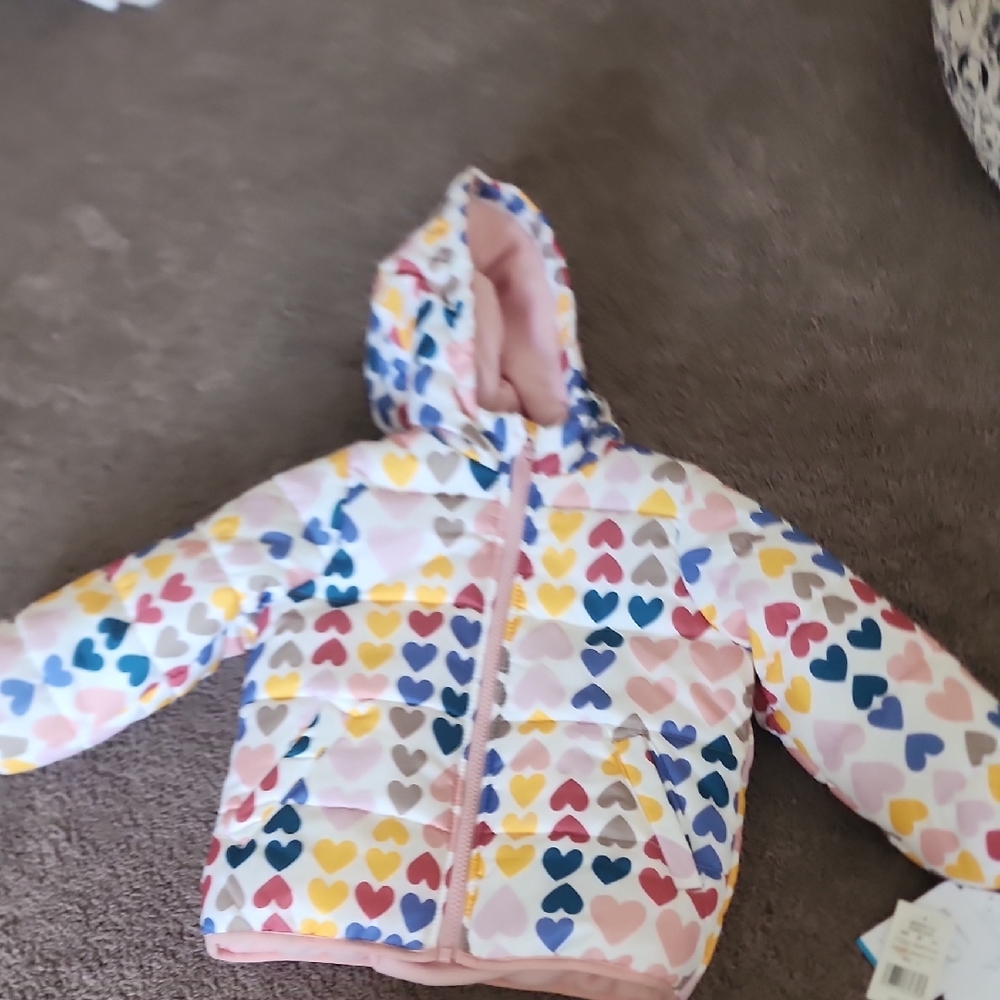 Brand New Carter's Multicolor Heart Puffer Jacket